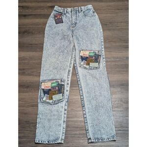 Vintage Jeanjer by Group Blue Acid Wash Patchwork High Rise Mom Jeans 9/10 JJ78